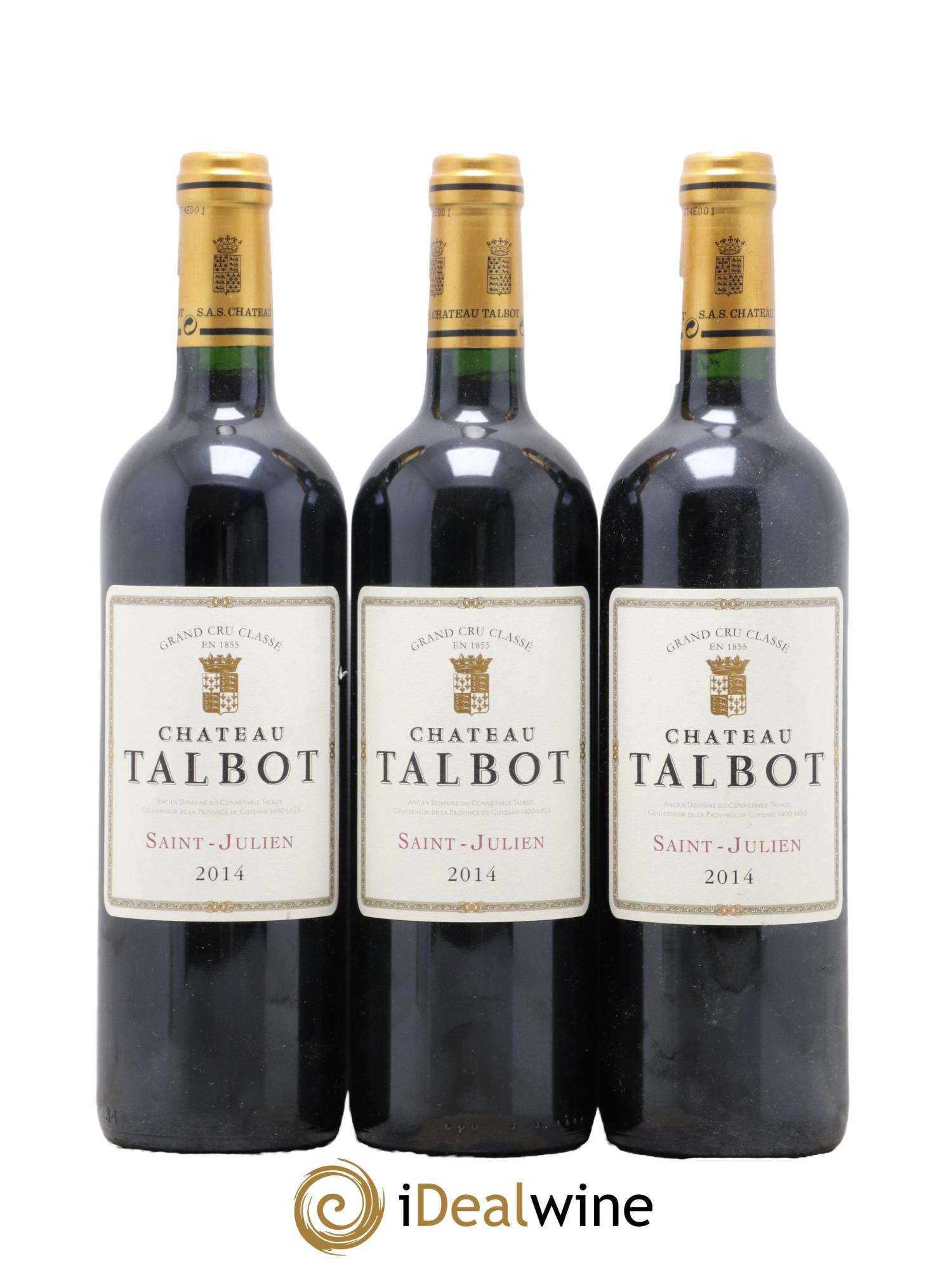 Château Talbot 4ème Grand Cru Classé 2014 - Lotto di 3 bottiglie - 0