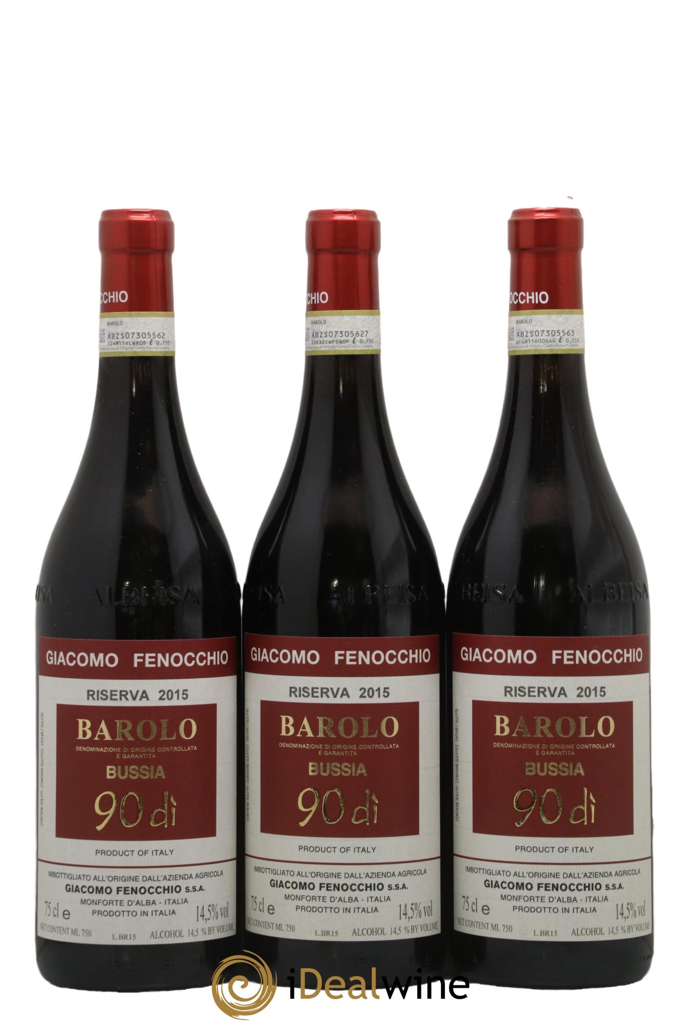 Barolo Riserva 90 Di Bussia Giacomo Fenocchio 2015 - Lot de 3 bouteilles - 0