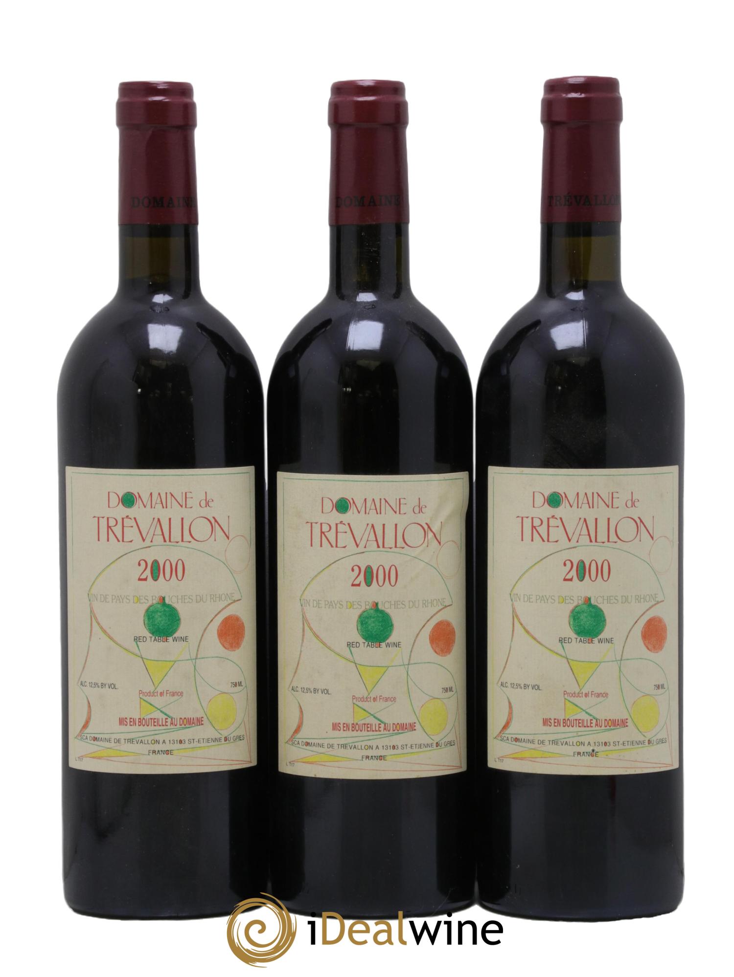 VDP Bouches du Rhône Trévallon (Domaine de) Eloi Dürrbach 2000 - Lot de 3 bouteilles - 0