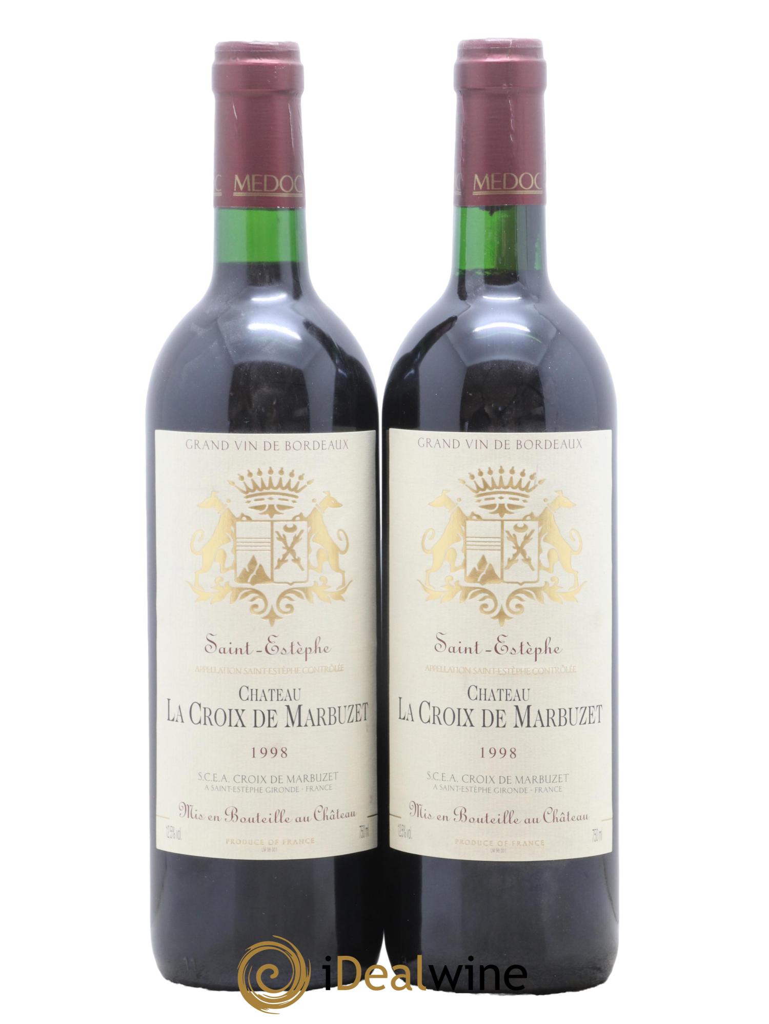 Saint-Estèphe Chateau La Croix de Marbuzet 1998 - Lot de 2 bouteilles - 0