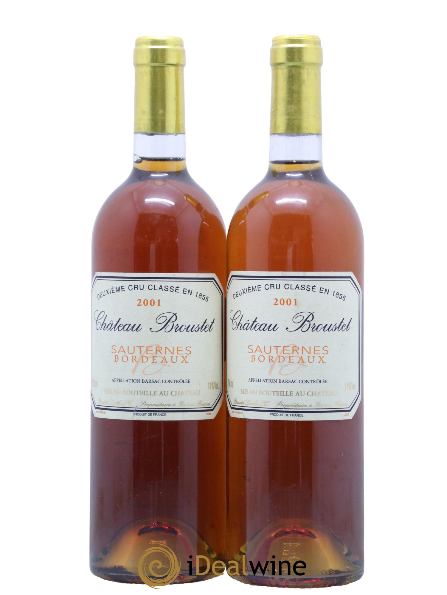 Château Broustet 2ème Grand Cru Classé 2001 - Lotto di 2 bottiglie - 0