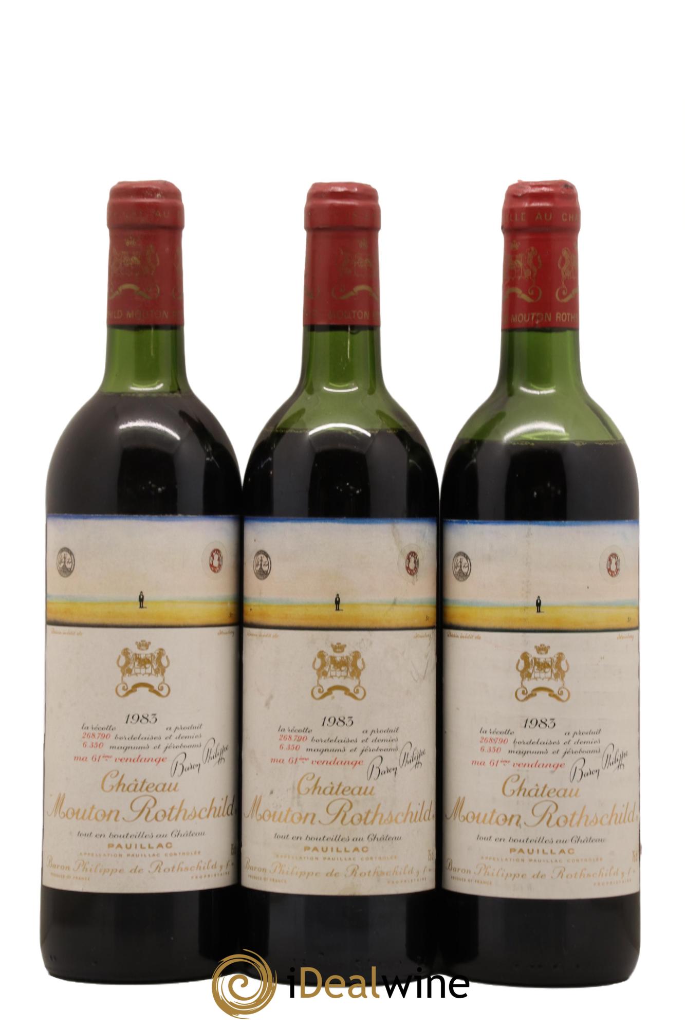 Château Mouton Rothschild 1er Grand Cru Classé 1983 - Lot de 3 bouteilles - 0
