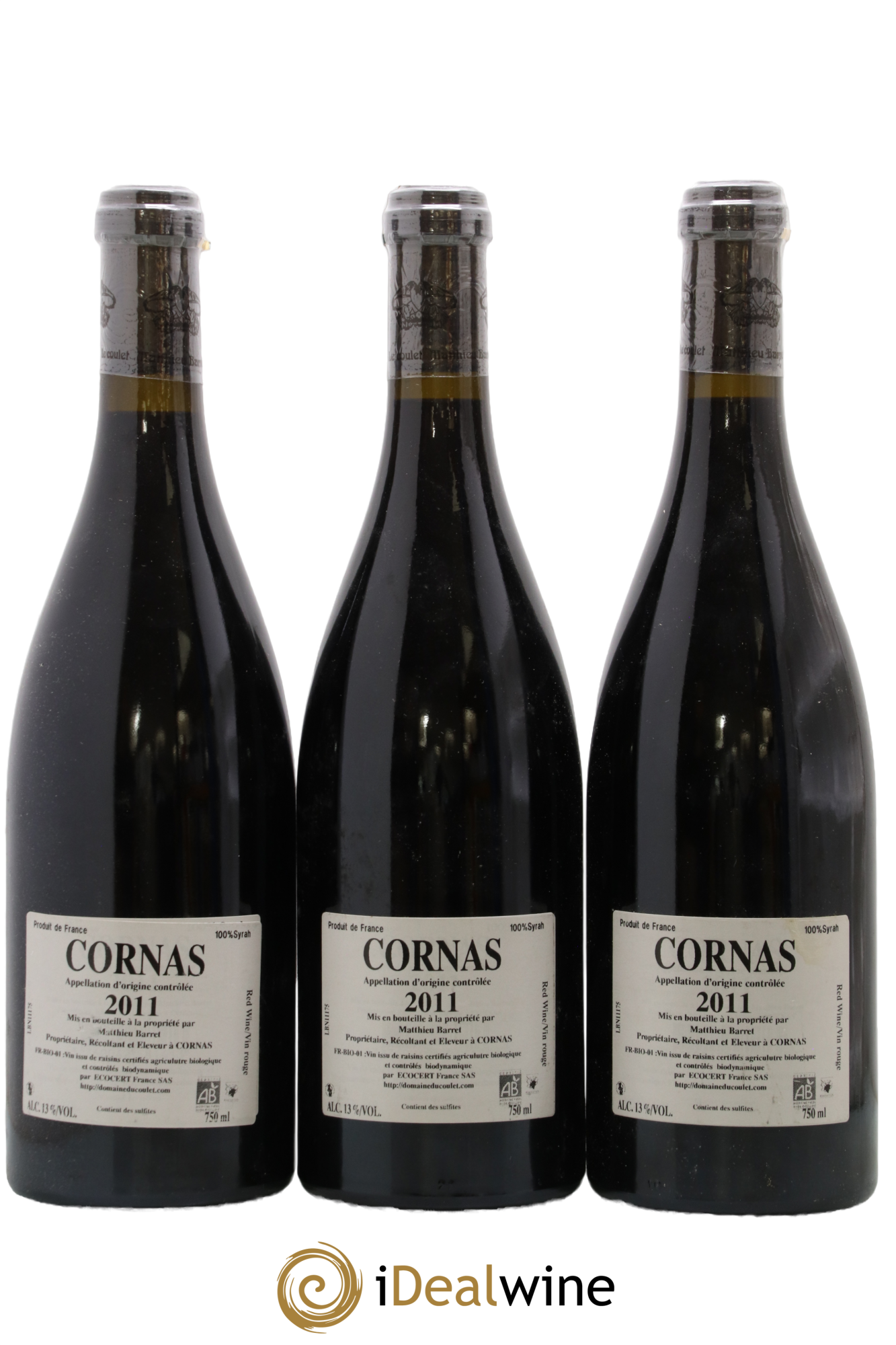 Cornas Billes Noires Coulet (Domaine du) - Matthieu Barret 2011 - Lot de 3 bouteilles - 1