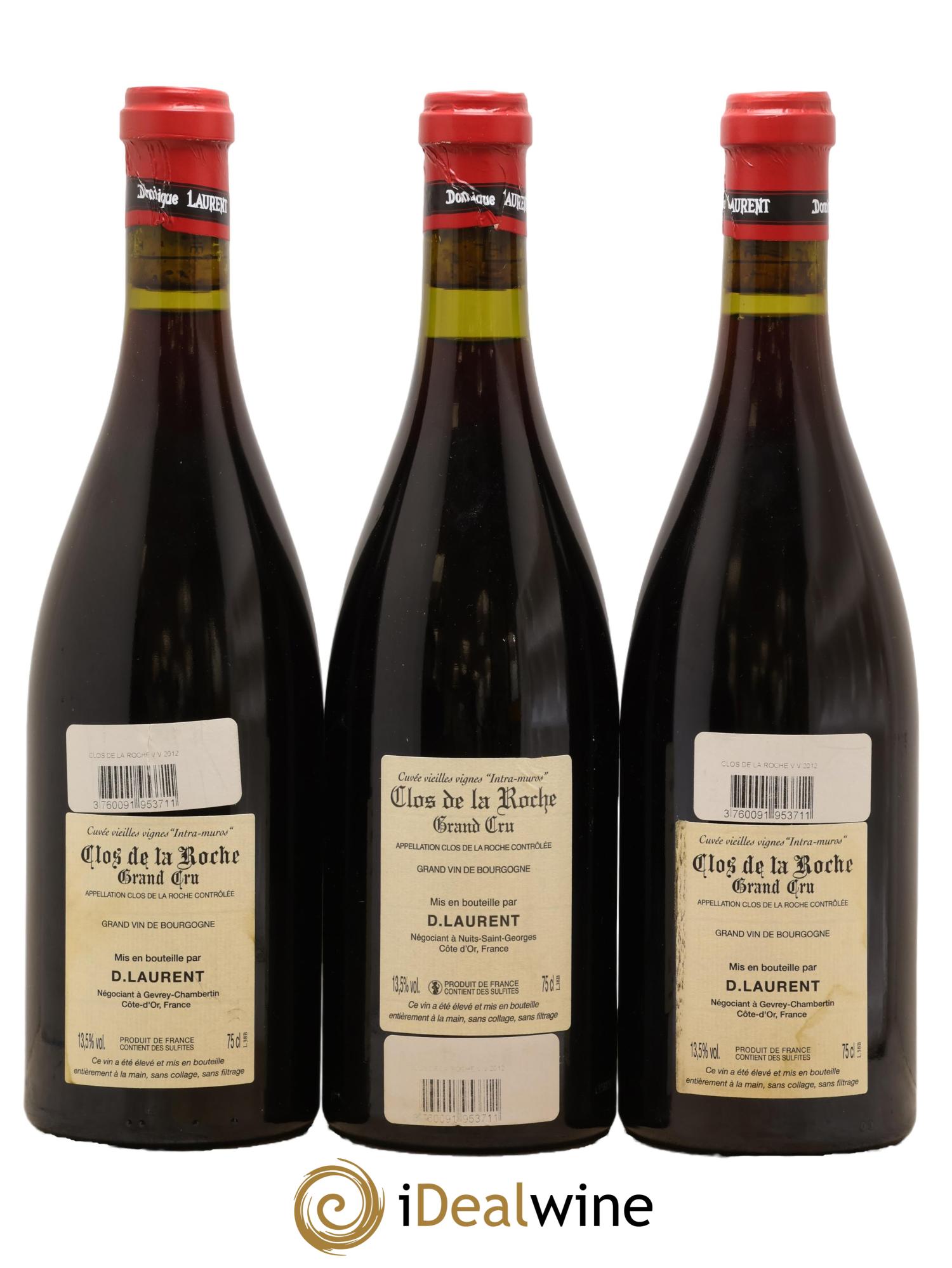 Clos de la Roche Grand Cru Vieilles vignes Intra-muros Dominique Laurent 2012 - Posten von 3 Flaschen - 1