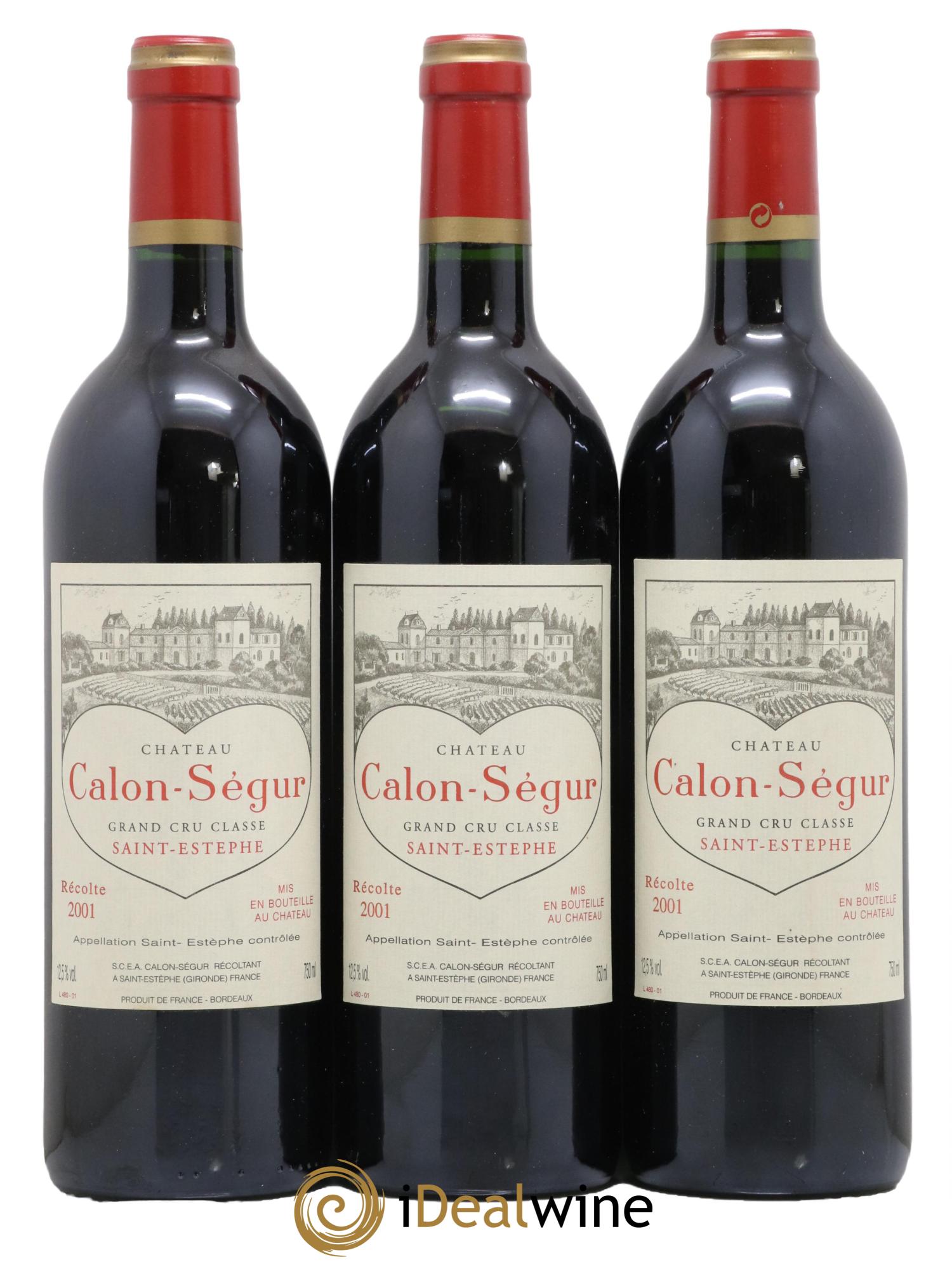 Château Calon Ségur 3ème Grand Cru Classé 2001 - Lot de 3 bouteilles - 0