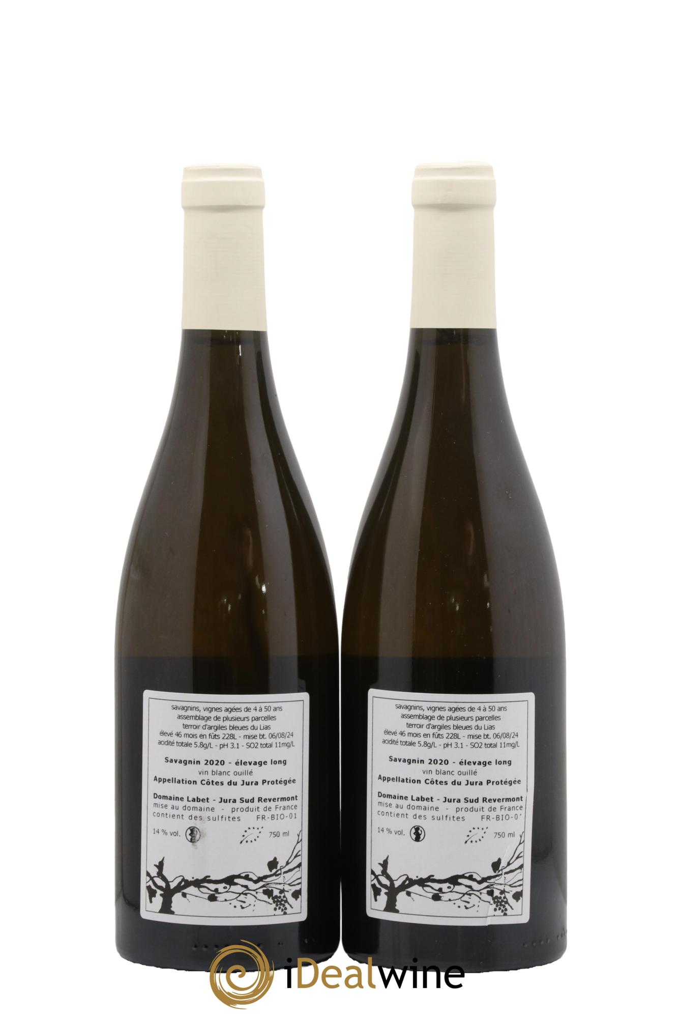 Côtes du Jura Savagnin en Chalasse Elevage Long Romain - Julien  - Charline Labet 2020 - Lot de 2 bouteilles - 1