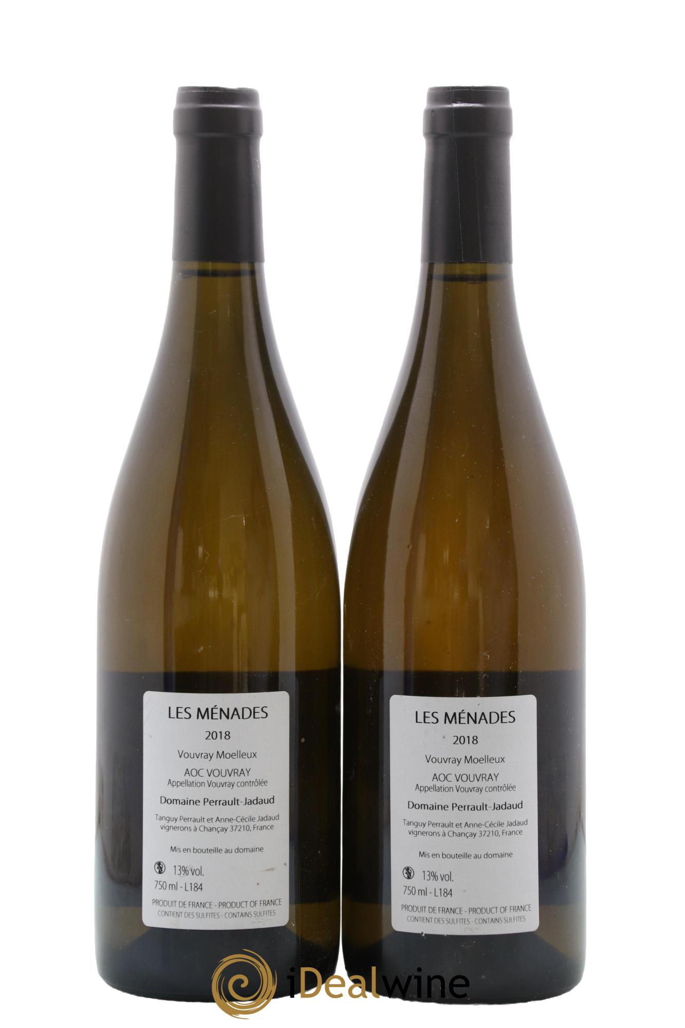 Vouvray Les Ménades Domaine Perrault Jadaud 2018 - Lotto di 2 bottiglie - 1