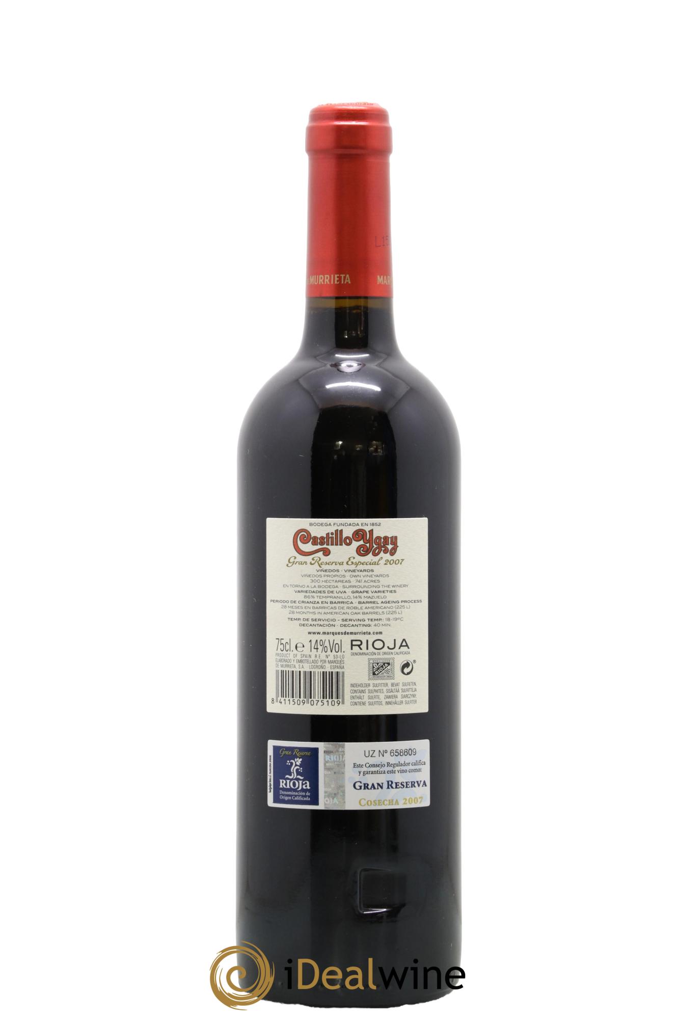 Rioja DOCA Castillo Ygay Gran Reserva Especial Marqués de Murrieta 2007 - Posten von 1 Flasche - 1