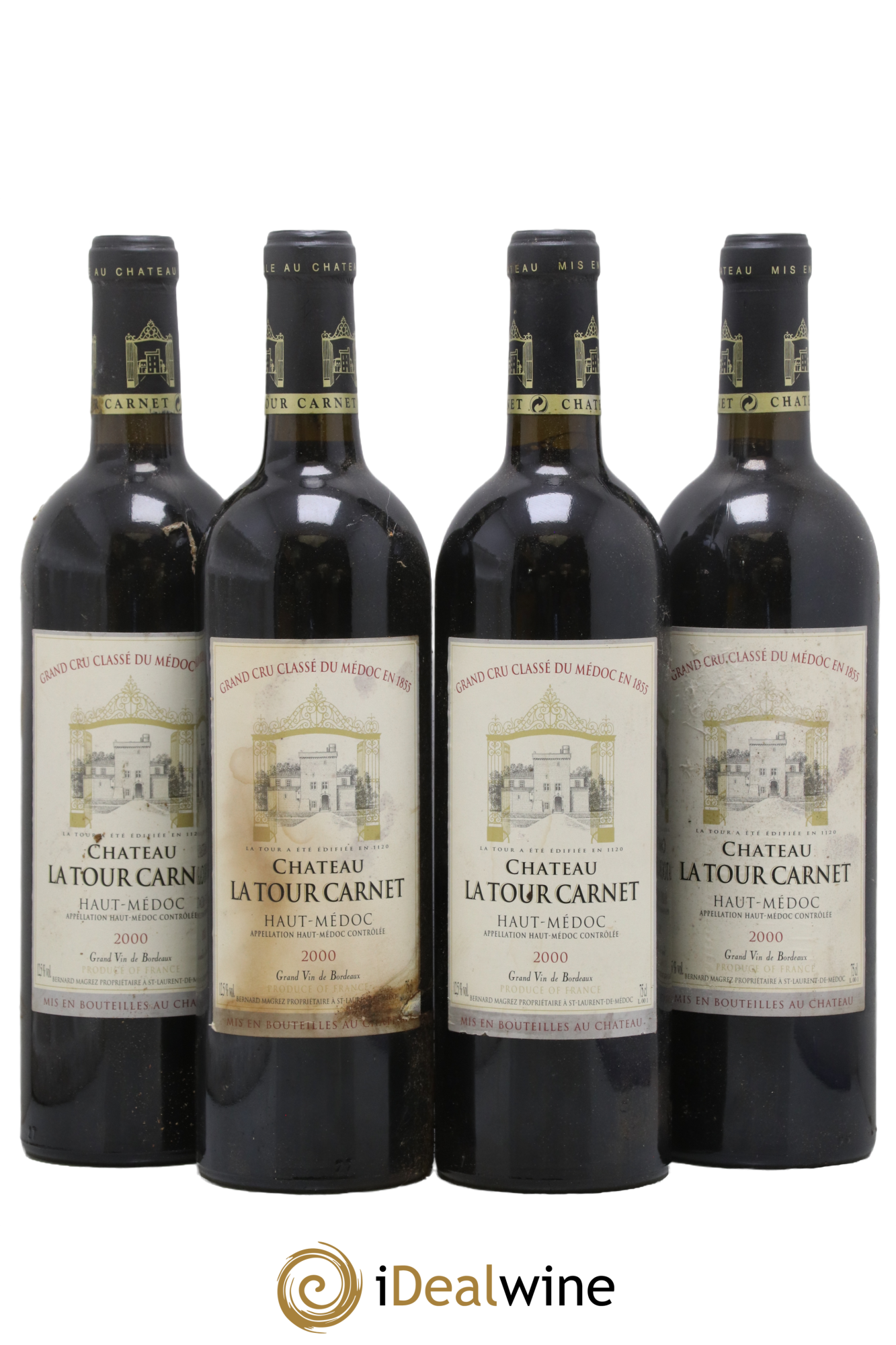Château la Tour Carnet 4ème Grand Cru Classé 2000 - Lot de 4 bouteilles - 0