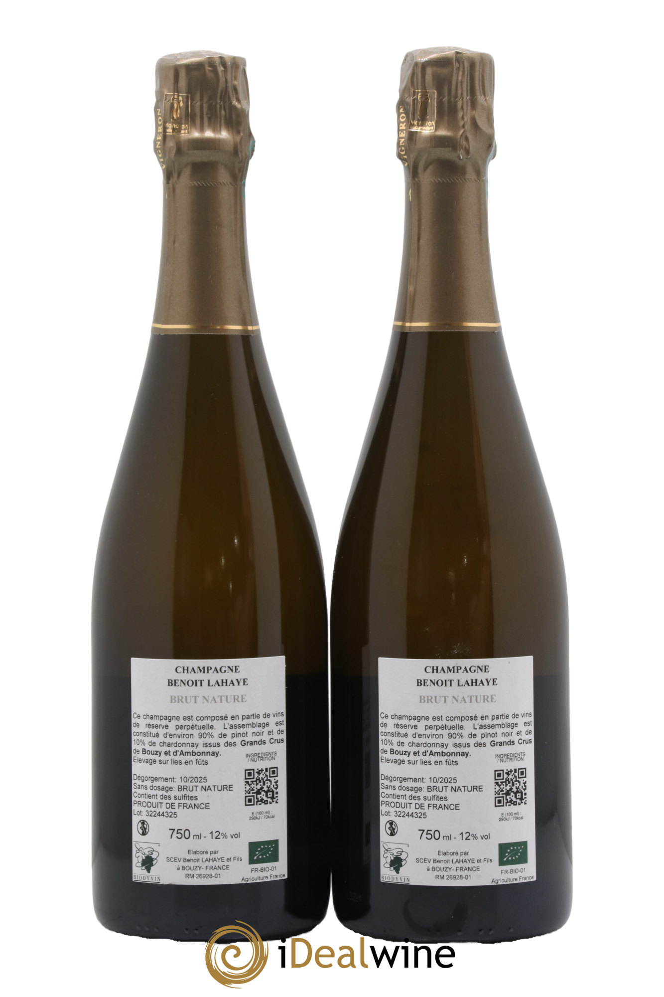 Grand Cru Brut Nature Benoît Lahaye - Lotto di 2 bottiglie - 1