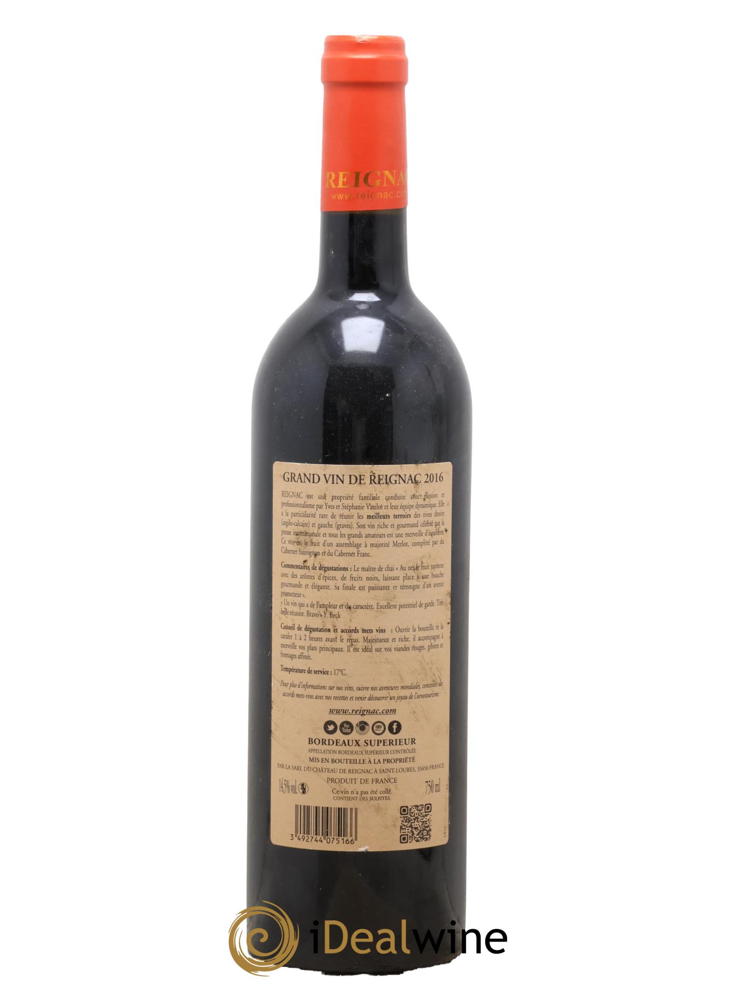 Grand vin de Reignac 2016 - Lot of 1 bottle - 1