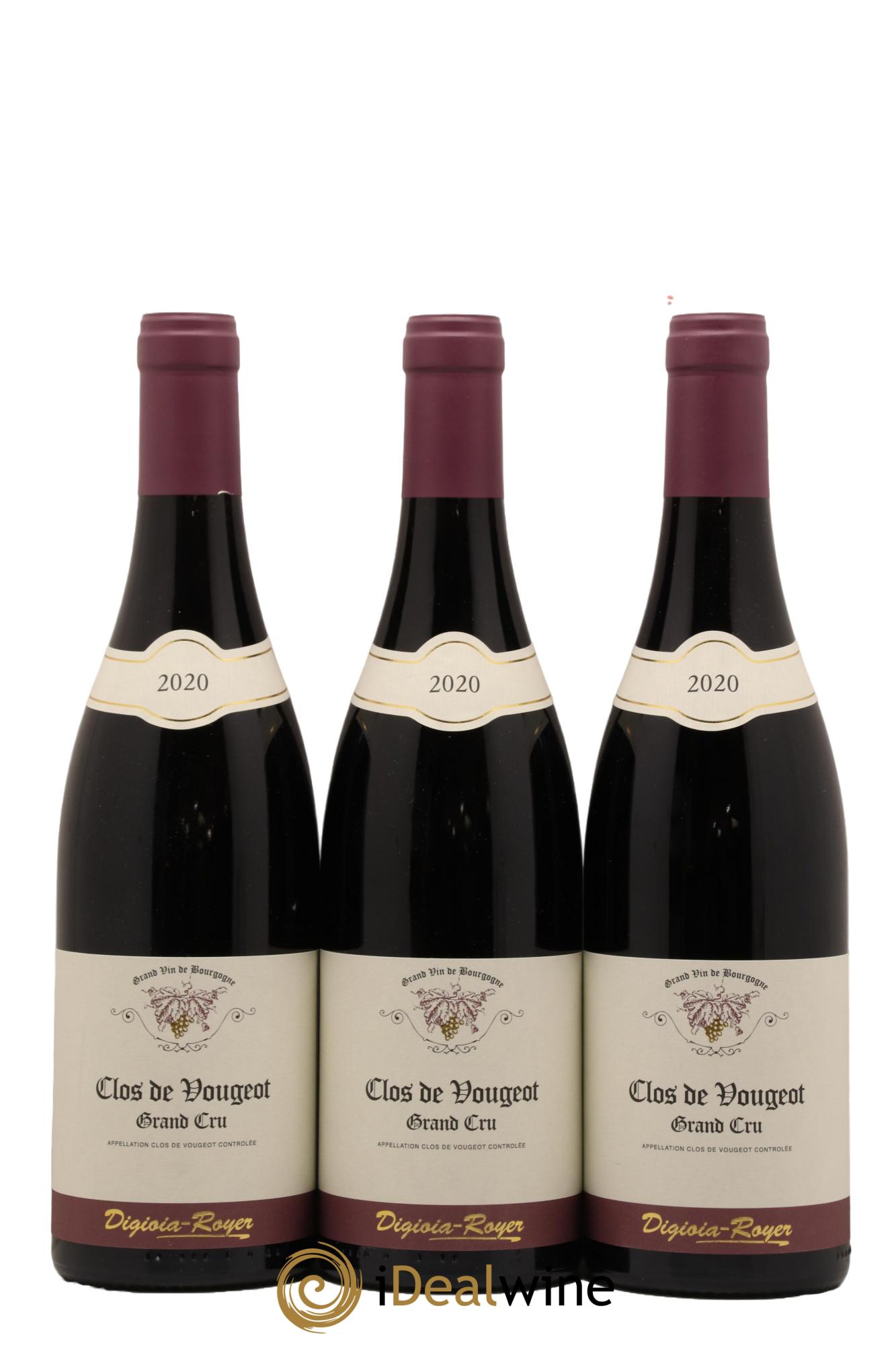 Clos de Vougeot Grand Cru Domaine Digioia Royer 2020 - Lot de 3 bouteilles - 0