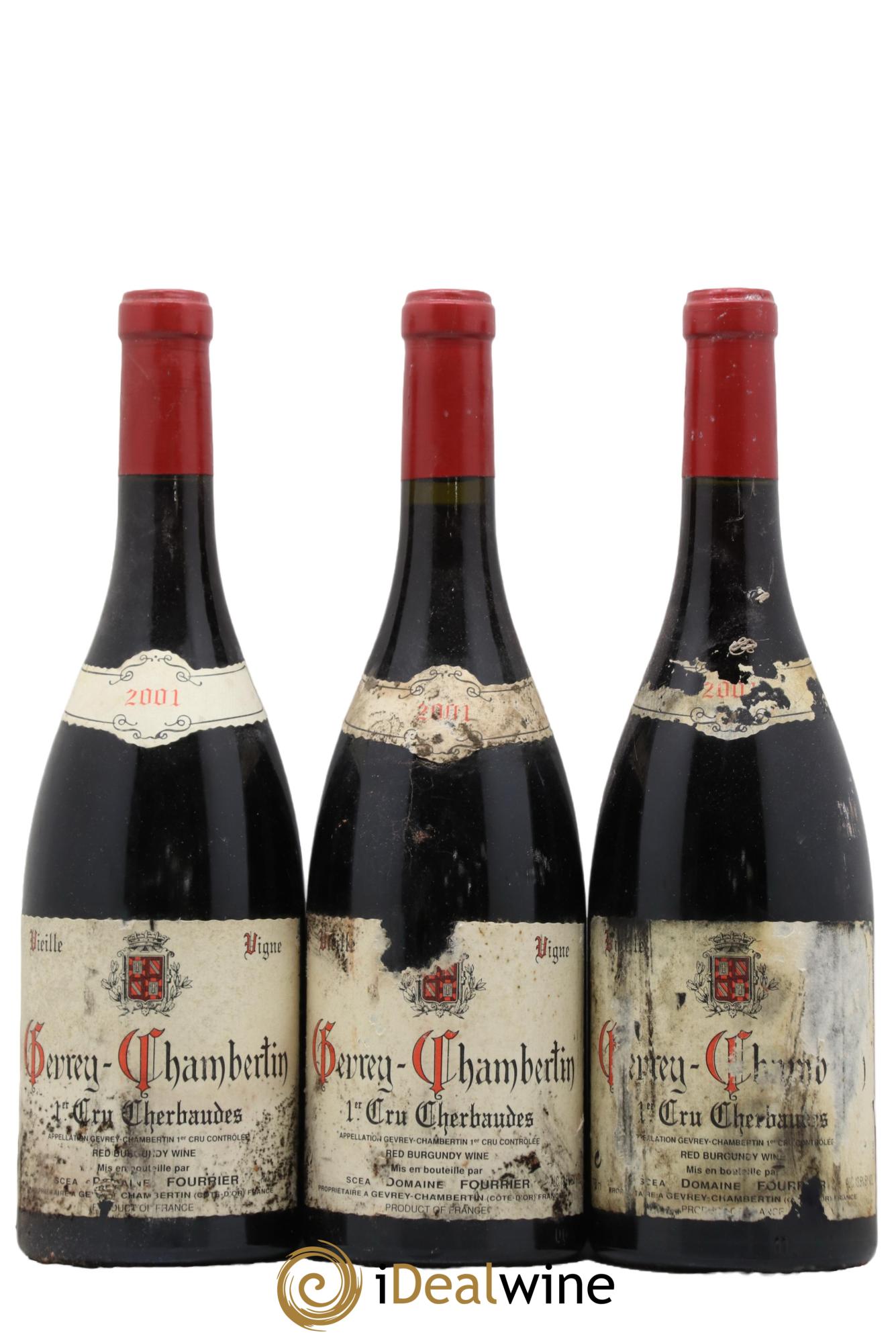 Gevrey-Chambertin 1er Cru Les Cherbaudes Vieille Vigne Fourrier (Domaine) 2001 - Lot de 3 bouteilles - 0