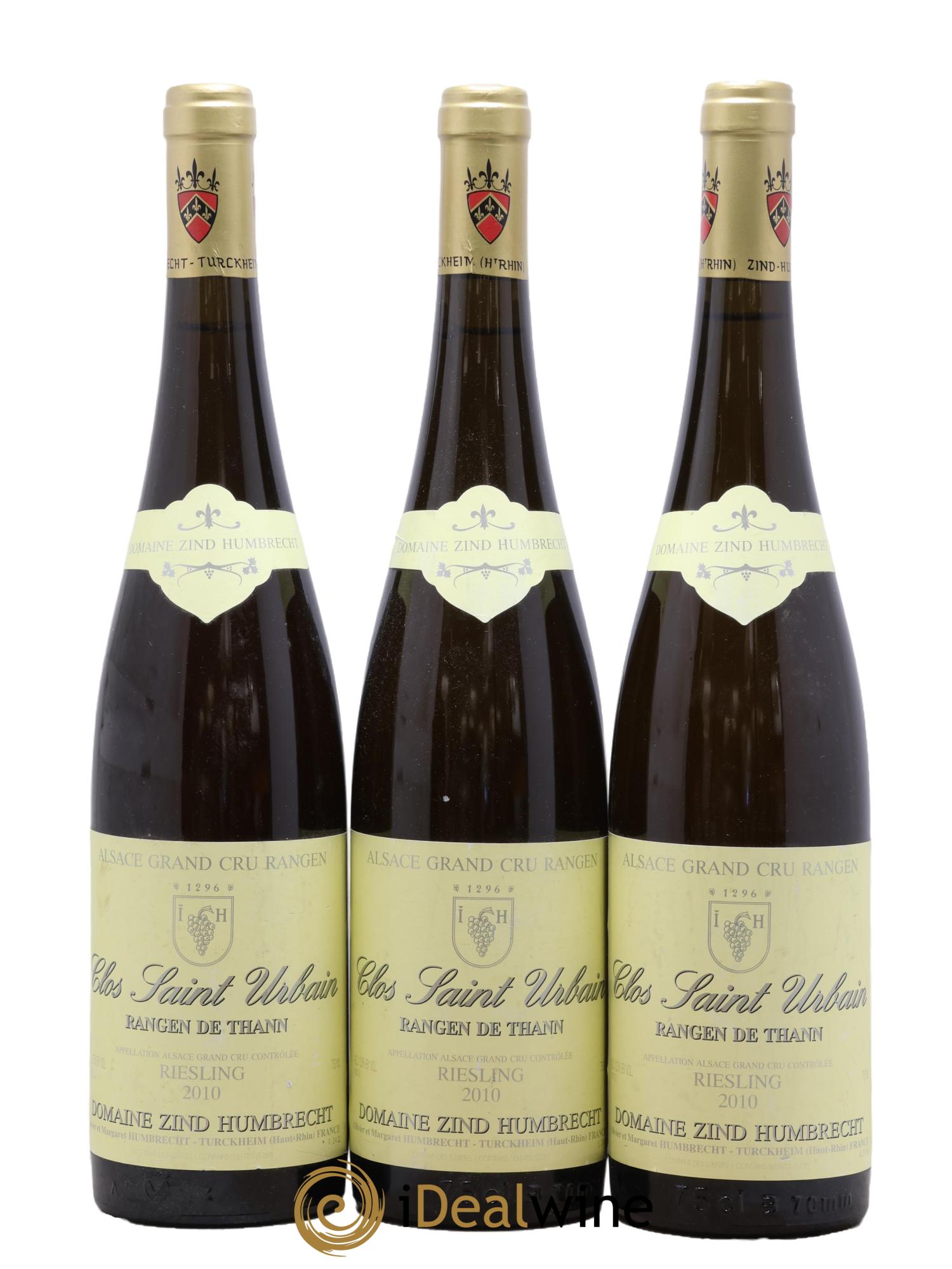 Alsace Riesling Grand Cru Rangen de Thann Clos Saint Urbain Zind-Humbrecht (Domaine) 2010 - Lot de 3 bouteilles - 0