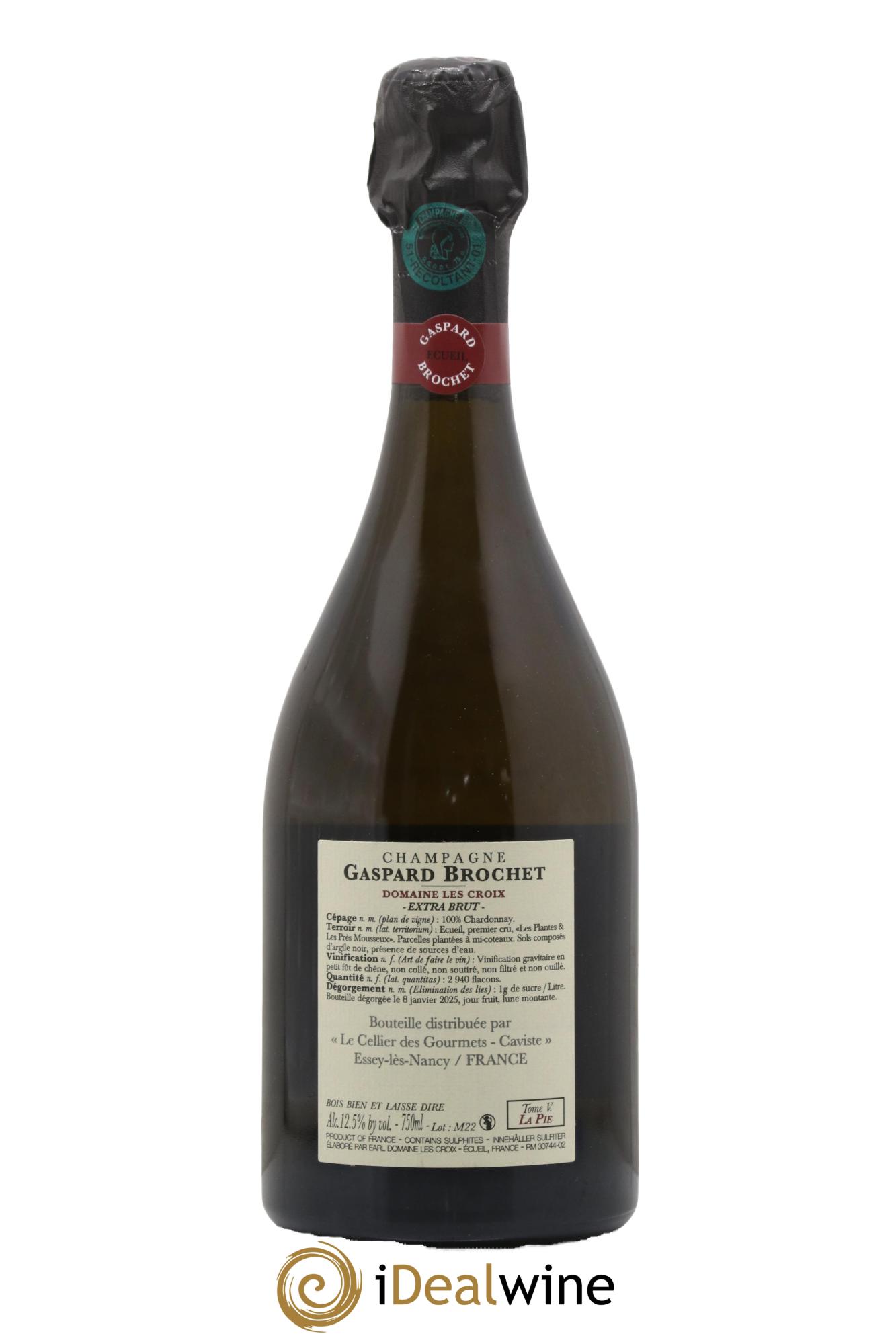 Champagne Extra-Brut La Pie Chardonnay Tome V Gaspard Brochet - Lot de 1 bouteille - 1