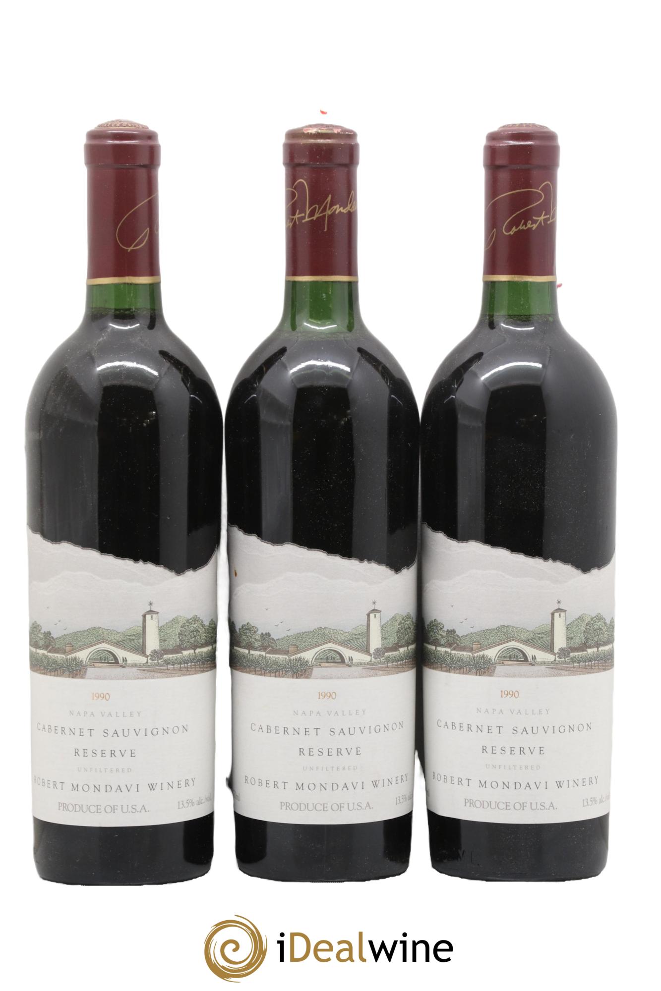 Napa Valley Cabernet Sauvignon Robert Mondavi 1990 - Lot de 3 bouteilles - 0