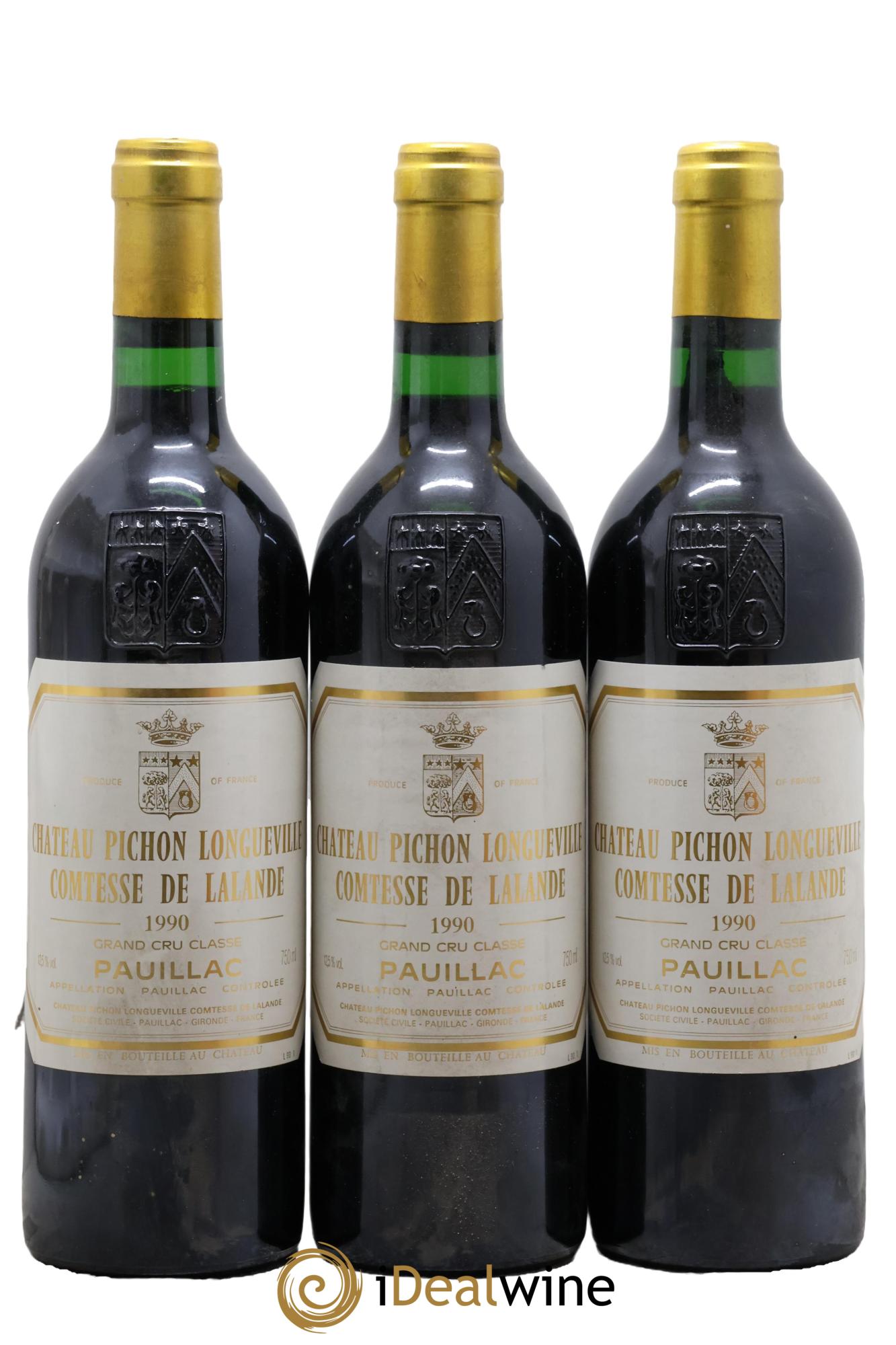 Château Pichon Longueville Comtesse de Lalande 2ème Grand Cru Classé 1990 - Posten von 3 Flaschen - 0