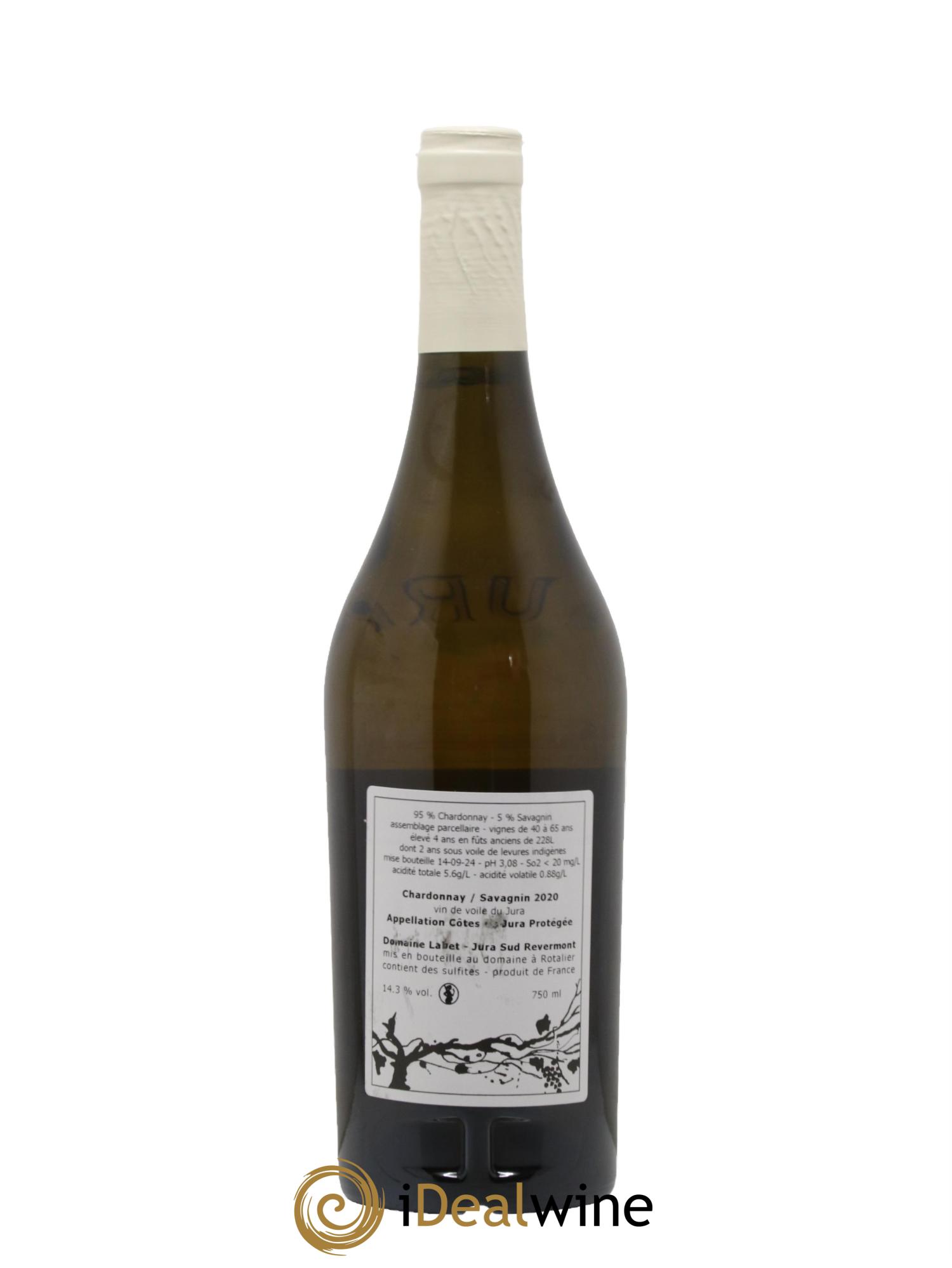Côtes du Jura Vin de Voile Chardonnay-Savagnin cuvée de garde Romain - Julien - Charline Labet 2020 - Lot de 1 bouteille - 1