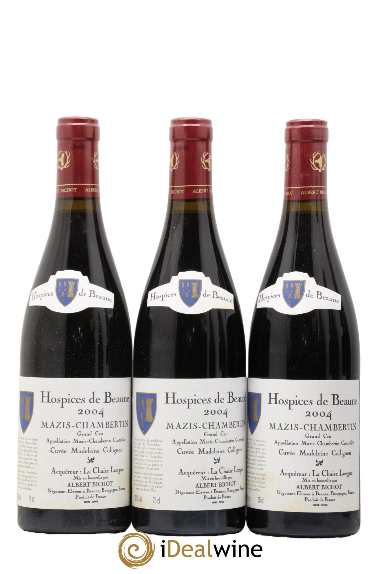 Mazis-Chambertin Grand Cru Hospices De Beaune Cuvée Madeleine Collignon Bichot 2004 - Lot de 6 bouteilles - 1