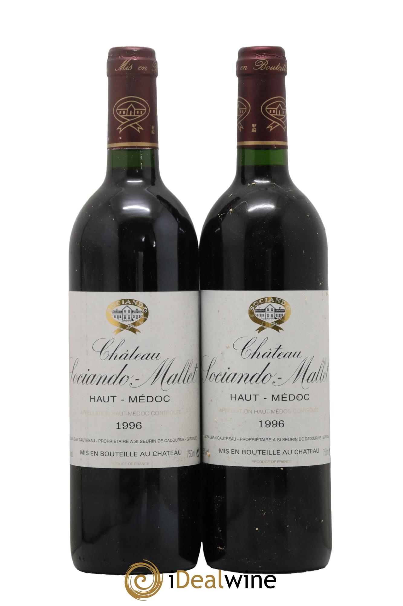 Château Sociando Mallet 1996 - Lot de 2 bouteilles - 0