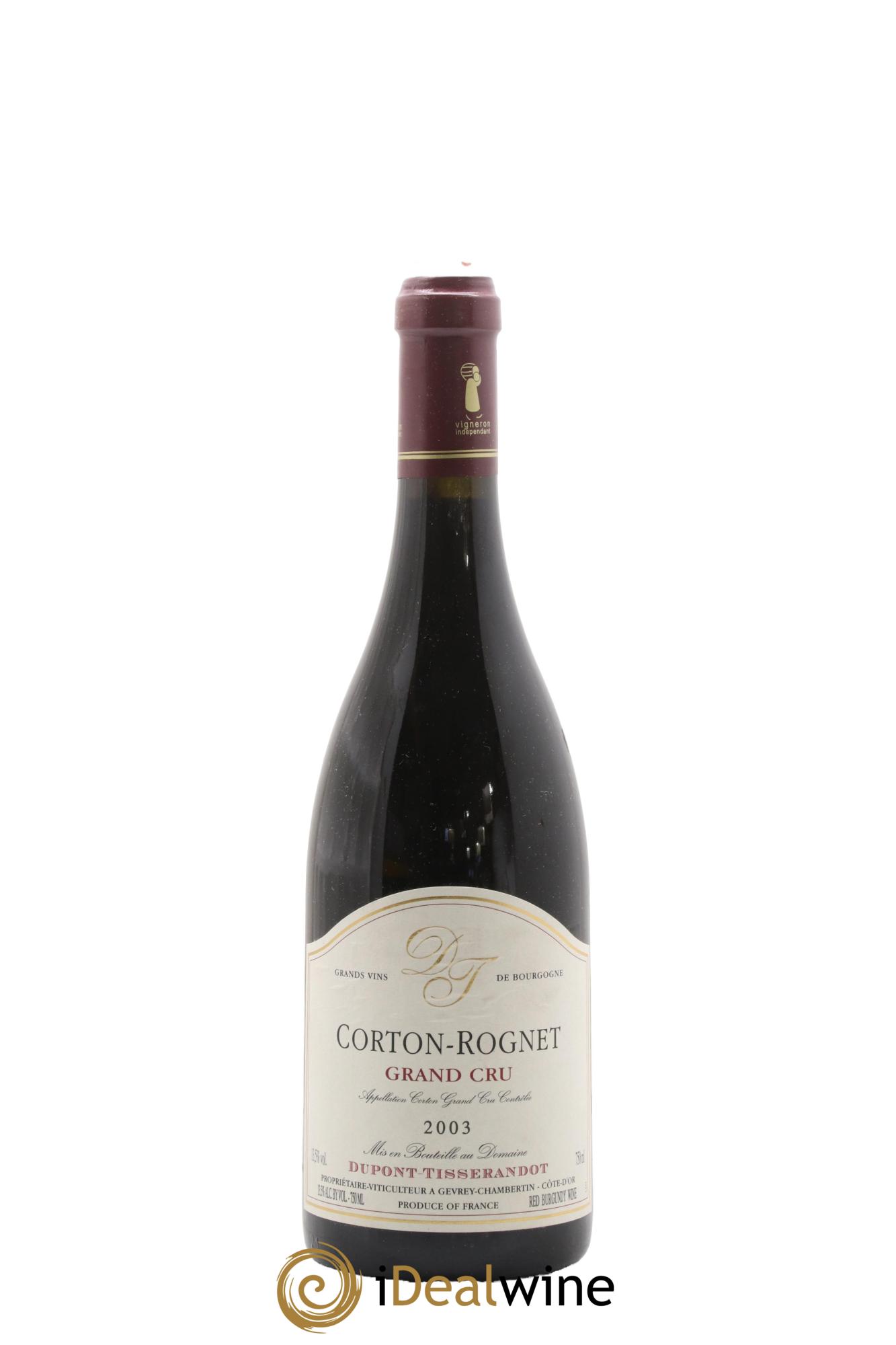 Corton Grand Cru Le Rognet Dupont-Tisserandot (Domaine) 2003 - Lot de 1 bouteille - 0