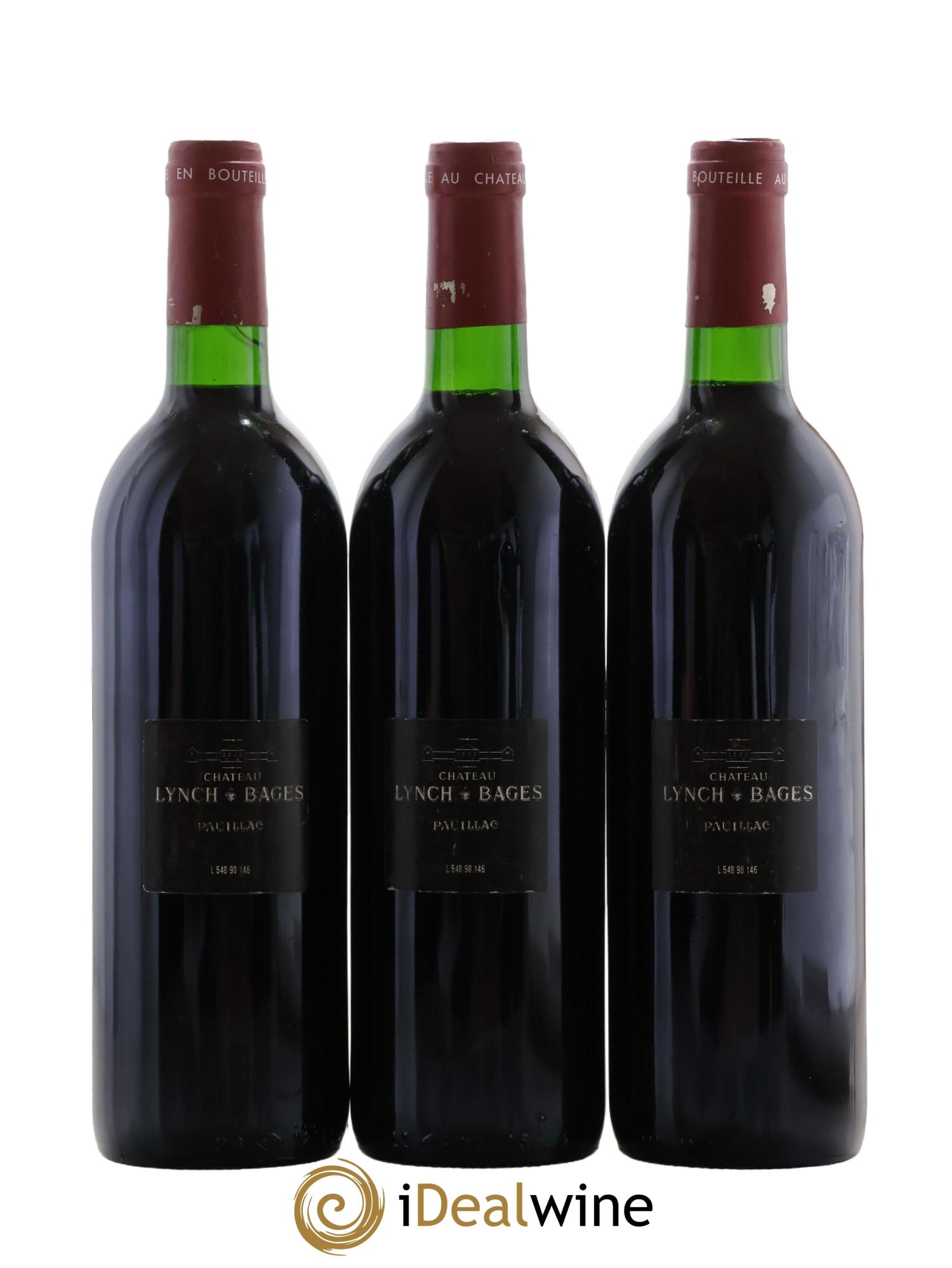 Château Lynch Bages 5ème Grand Cru Classé 1990 - Lot de 3 bouteilles - 1