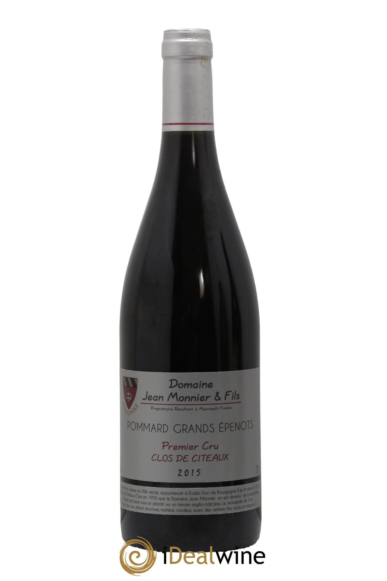 Pommard 1er Cru Grands Epenots Clos des Citeaux Domaine Jean Monnier 2015 - Lot de 1 bouteille - 0