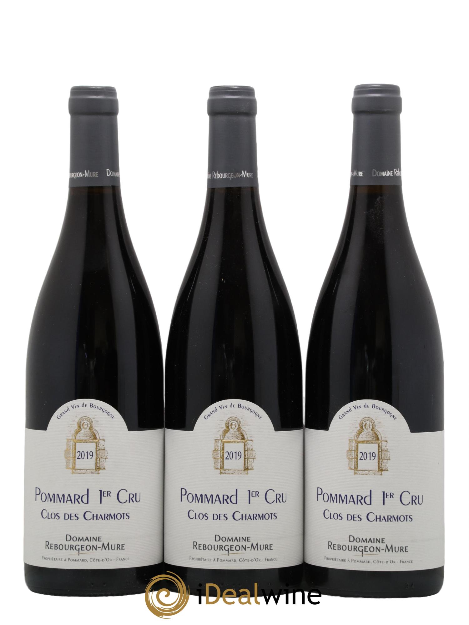 Pommard 1er Cru Clos des Charmots Domaine Rebourgeon Mure 2019 - Lot de 3 bouteilles - 0