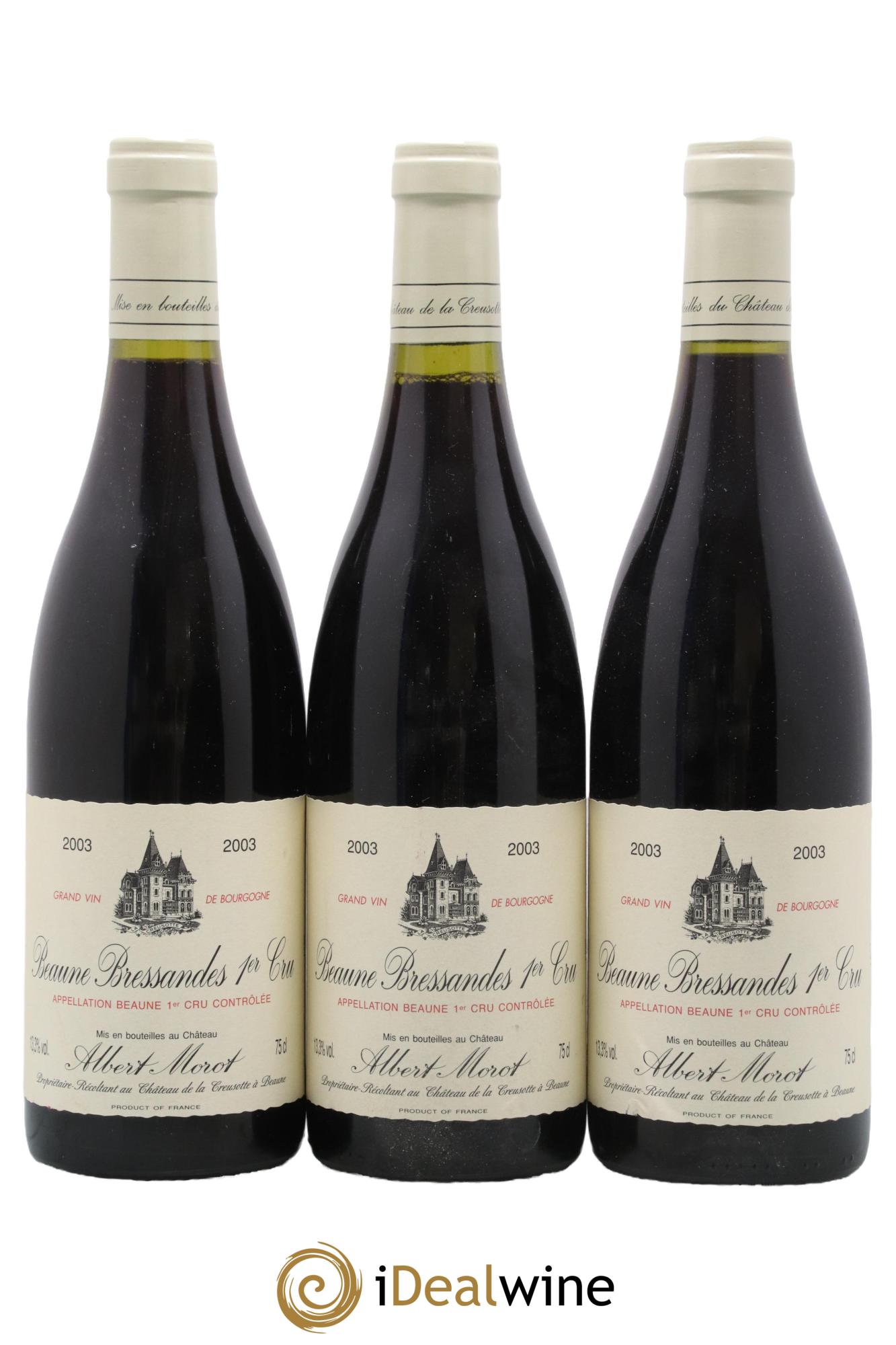 Beaune 1er Cru Bressandes Albert Morot 2003 - Lot de 3 bouteilles - 0