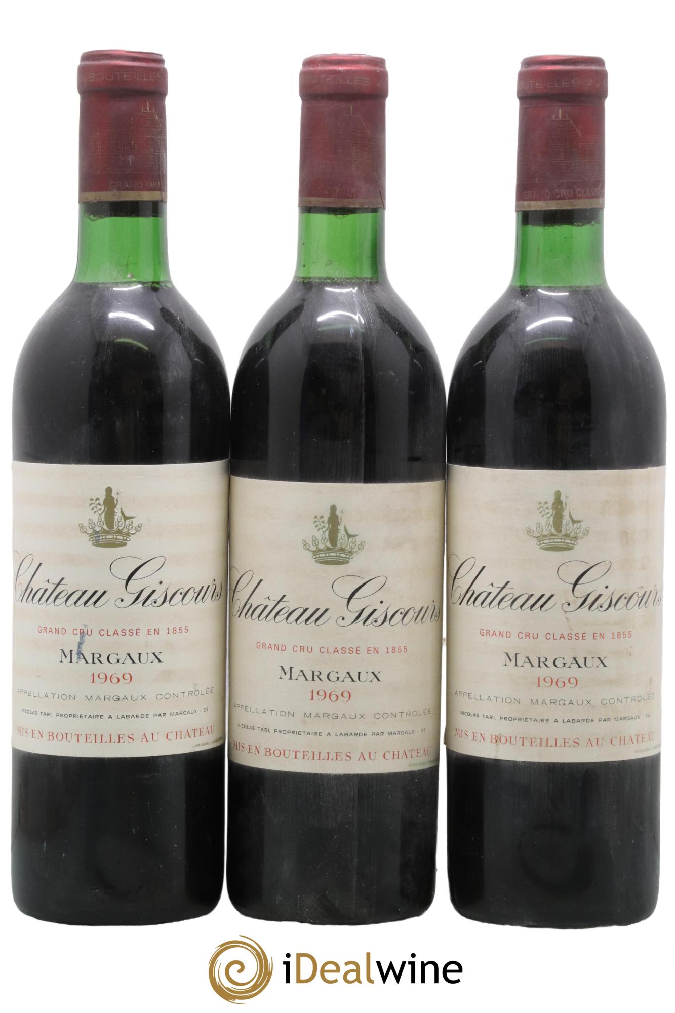 Château Giscours 3ème Grand Cru Classé 1969 - Lot de 3 bouteilles - 0