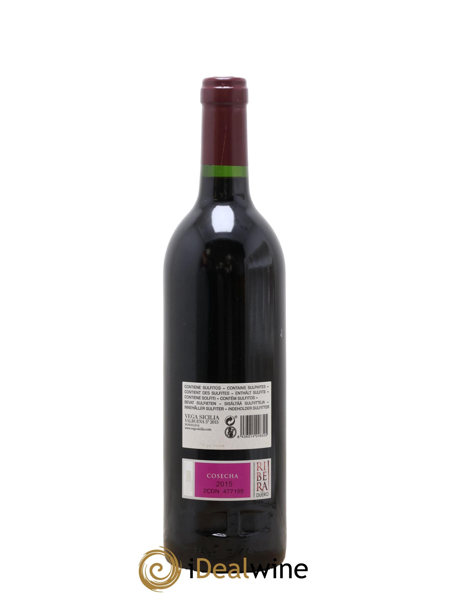 Ribera Del Duero DO Vega Sicilia Valbuena 5 ano Famille Alvarez 2015 - Lot de 1 bouteille - 1