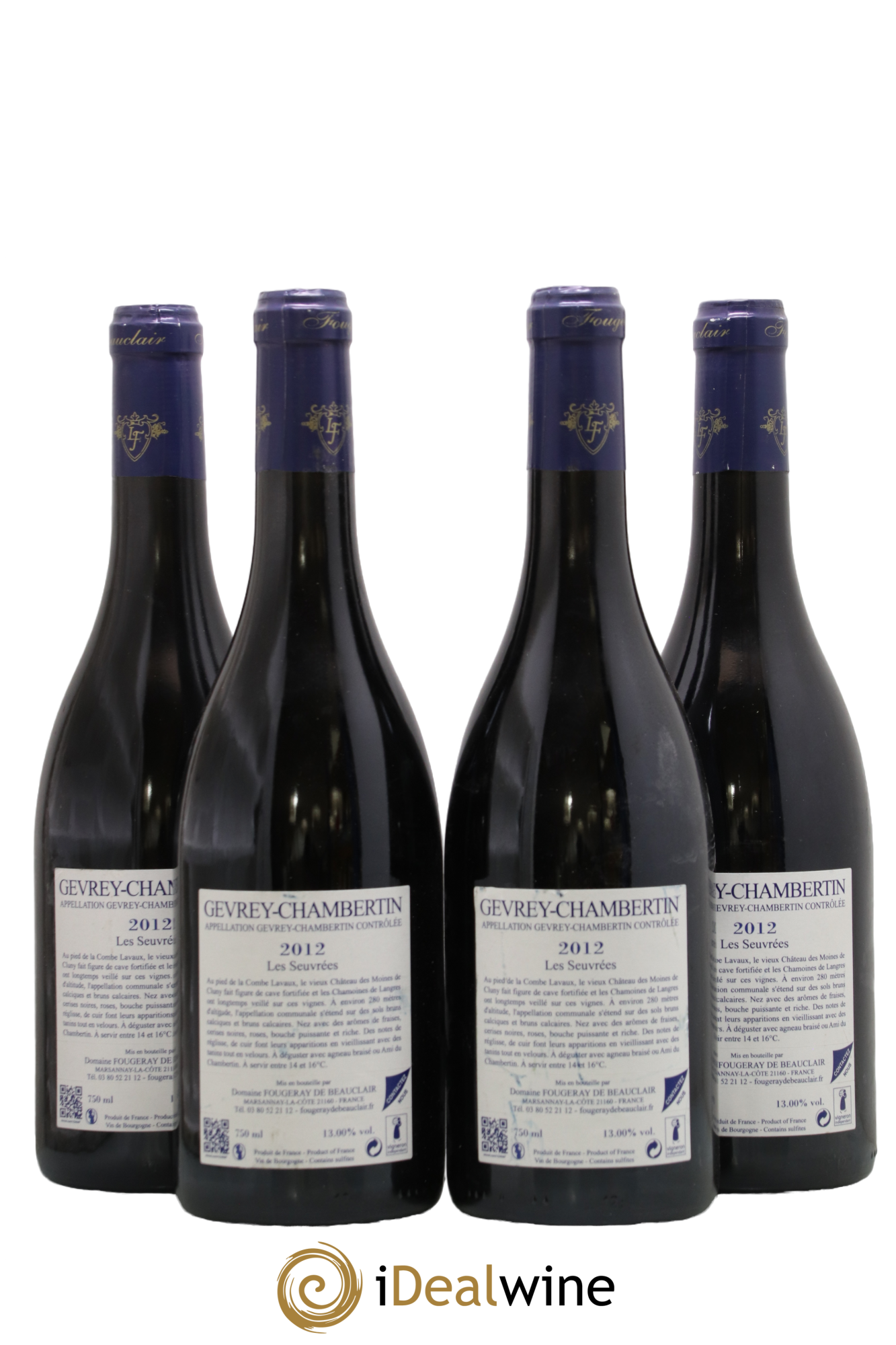 Gevrey-Chambertin Les Seuvrées Fougeray de Beauclair 2012 - Lot de 4 bouteilles - 1