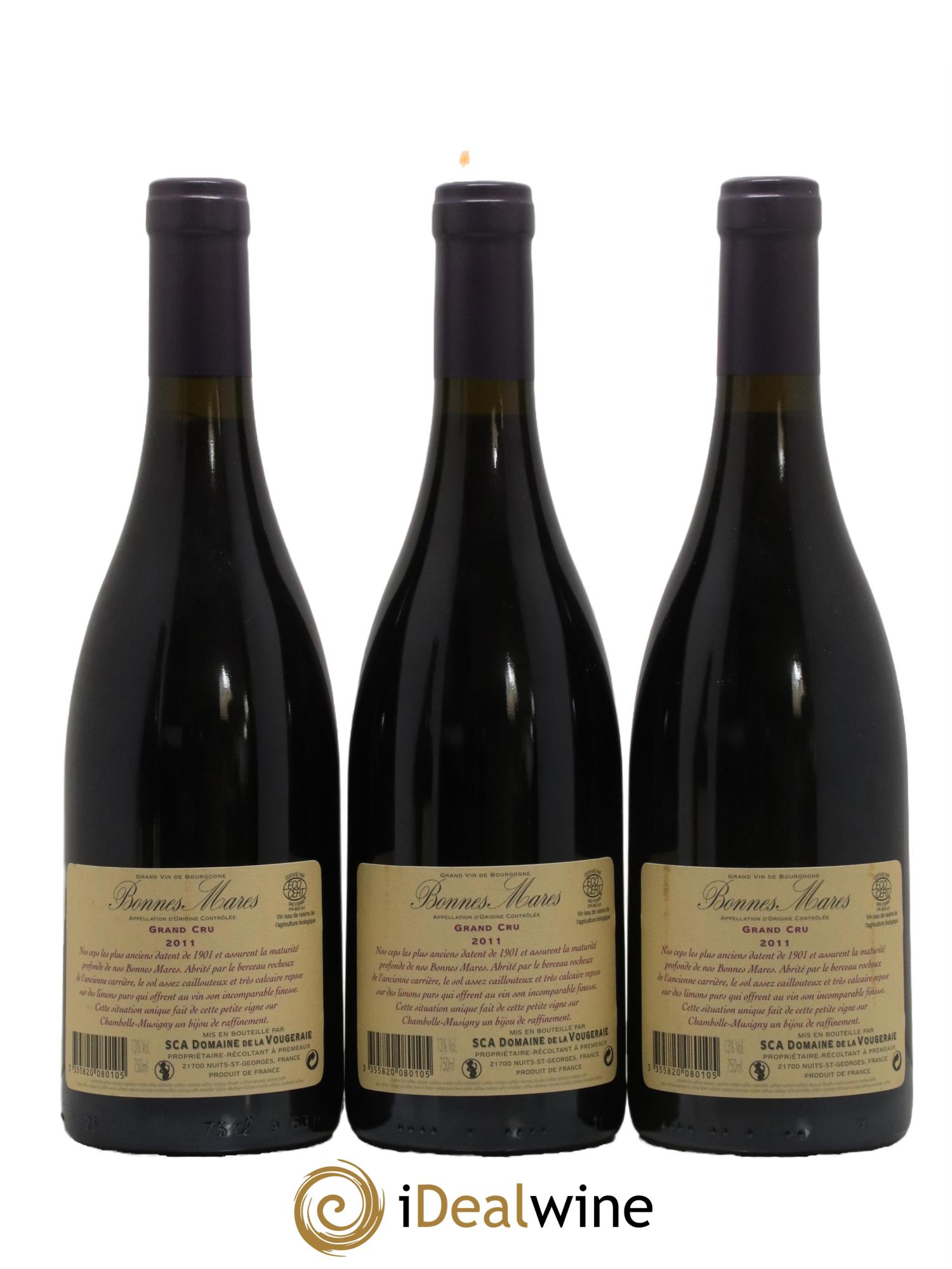 Bonnes-Mares Grand Cru La Vougeraie 2011 - Lot de 3 bouteilles - 1