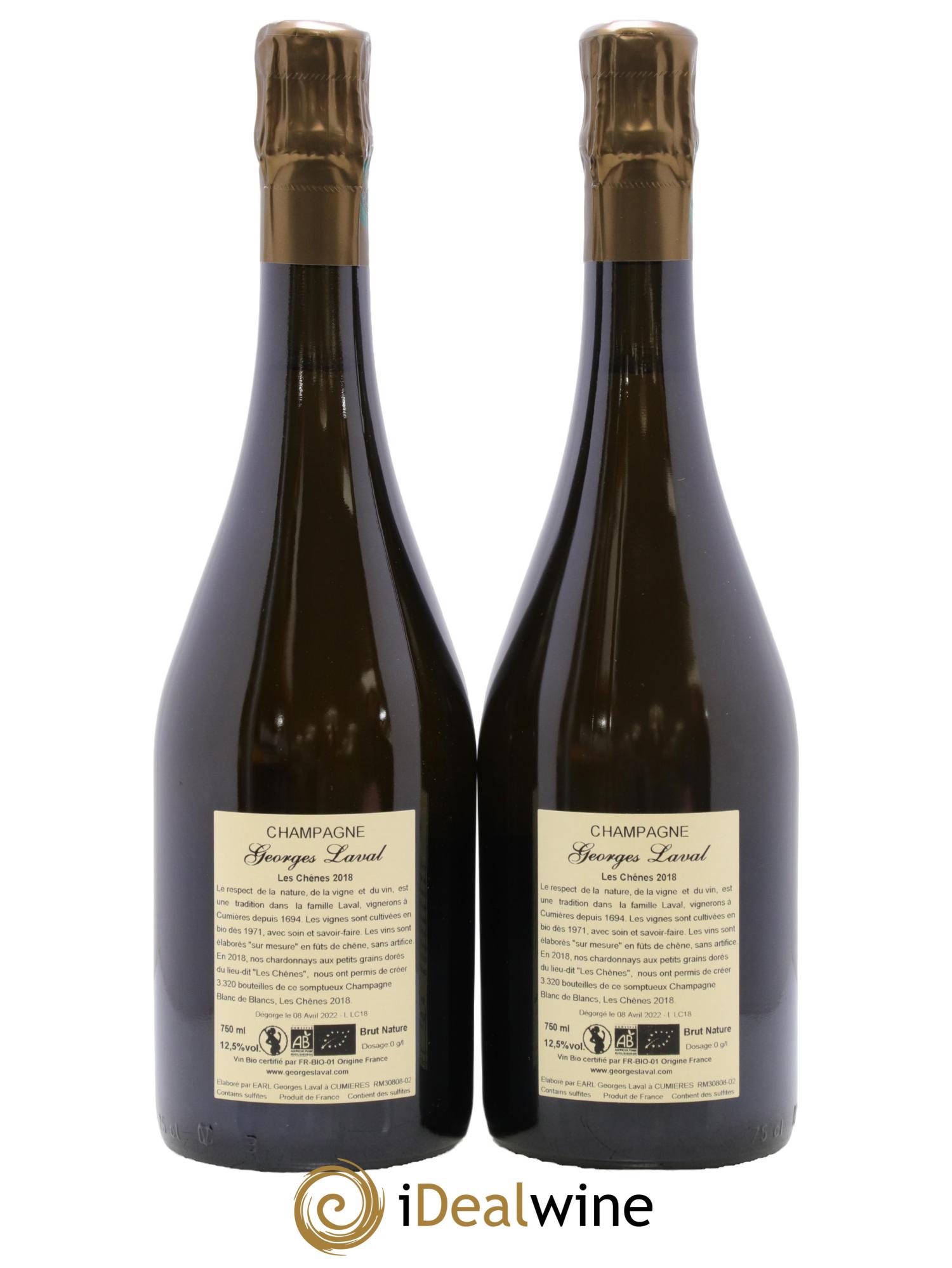 Les Chênes 1er Cru Brut Nature Georges Laval 2018 - Lot de 2 bouteilles - 1