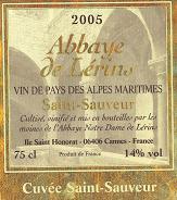 Etiquette du vin IGP Méditerranée Abbaye de Lérins Vin de Pays Lérina SARL 2004