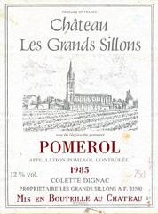 Etichetta Château Les Grands Sillons 1998