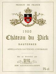 Etikette des Weins Château du Pick 1973