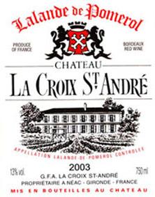 Etiquette du vin Château La Croix Saint André 1997