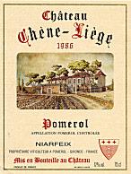 Etiquette du vin Château Chêne Liège 1993