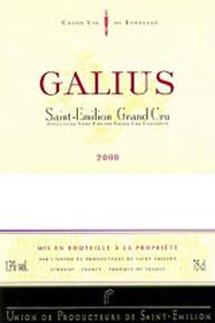 Etichetta Château Galius Grand Cru 2016