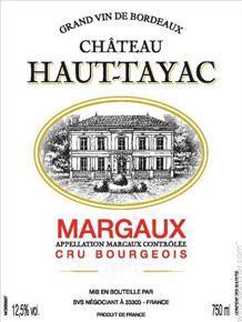 Etiquette du vin Château Haut-Tayac 1975