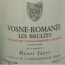 Etikette des Weins Vosne-Romanée 1er Cru Les Brûlées Henri Jayer 1982