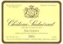Etiquette du vin Suduiraut - Crème de Tête 1er Grand Cru Classé 1982