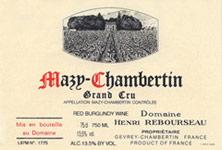 Etichetta Mazis-Chambertin Grand Cru Henri Rebourseau 1990