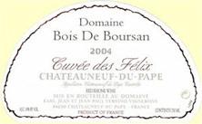 Etiquette du vin Châteauneuf-du-Pape Bois de Boursan (Domaine) Cuvée des Félix Jean et Jean-Paul Versino 1998