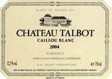 Etichetta Château Talbot Caillou Blanc 1989