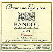 Etikette des Weins Bandol Domaine Tempier Cuvée Cabassaou Famille Peyraud 2005