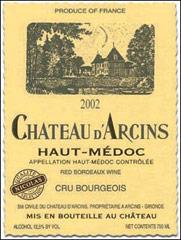 Etichetta Château d' Arcins Cru Bourgeois 1980