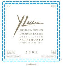 Etikette des Weins Patrimonio Domaine d' E. Croce Yves Leccia 2005
