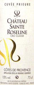Etiquette du vin Côtes de Provence Château Sainte-Roseline Le Prieuré 2002